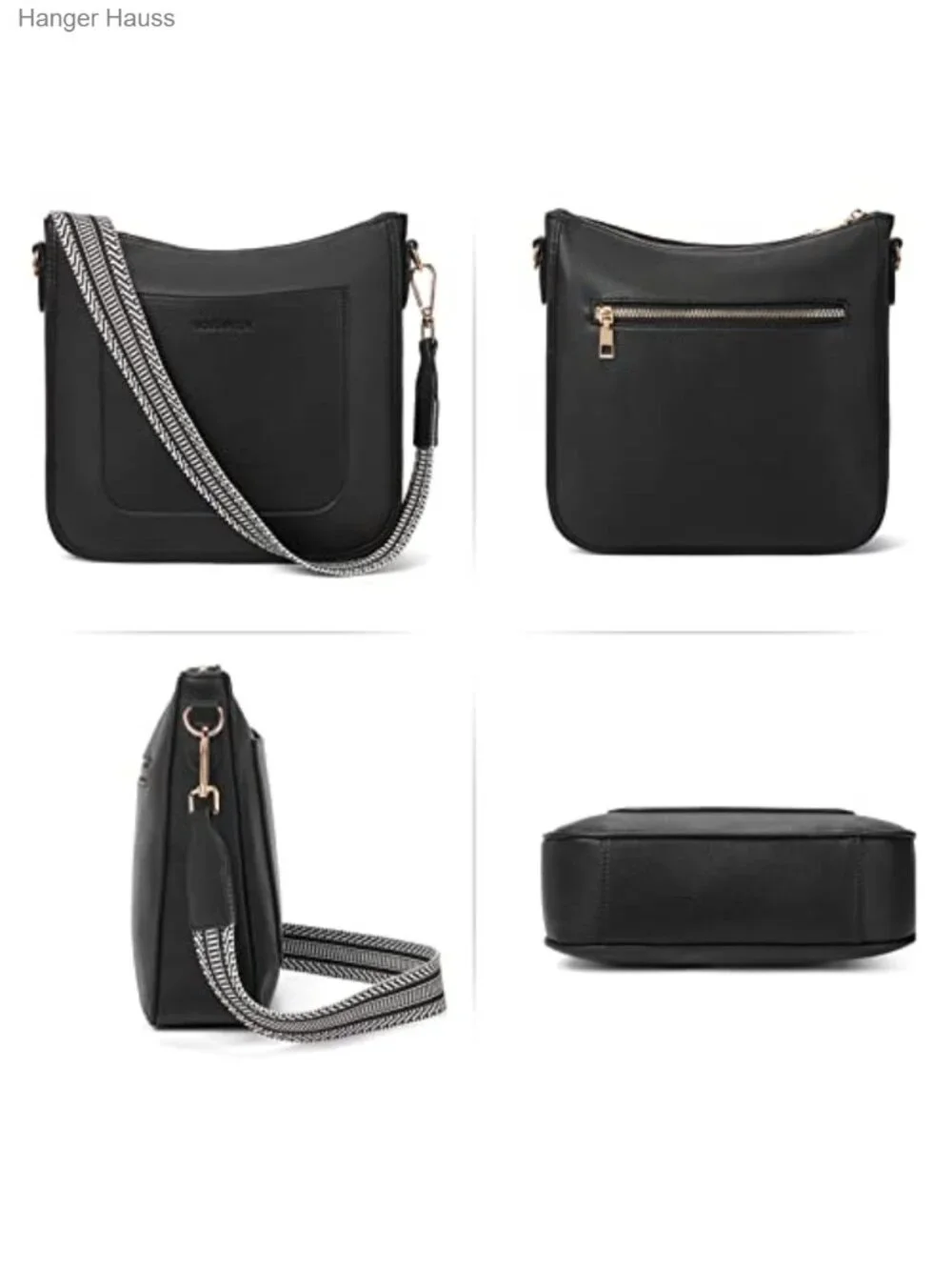 Women's Faux Leather Crossbody Bag with Adjustable Guitar Strap